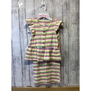 LemonKiss Toddler Girls' Striped Dress & Pants Set Multicolor Playwear Casual 5